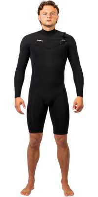 2026 Gul Mens Echo Natur 3/2mm Chest Zip Long Sleeve Springsuit Wetsuit EC3325-BKBK - Black