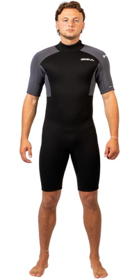 2026 Gul Heren Response Natur 3/2mm Rug Ritssluiting Shorty Wetsuit RE3319-BKGY - Black / Grey