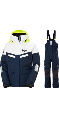 2025 Helly Hansen Dames Pier 4.0 Zeilpak Met Jas En Broek HHWPJAPBBN - Navy
