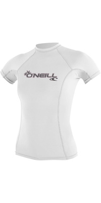 2026 O'Neill Basic Skins Damesvest Met Korte Mouwen Crew Lycra Vest Hals 3548 - Wit