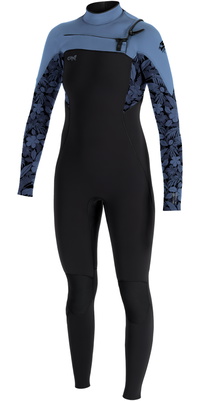 2025 ONeill Dames Epic 5/4mm Borst Ritssluiting Wetsuit 5652 - Black / Stormy Palm / Fade Denim