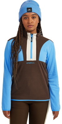 2025 ONeill Dames FWCCruz Driedubbele Polartec Half-Zip Fleece 1350080 - Blue Poppy Colour Block
