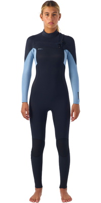 2025 ONeill Dames Hyperfreak 4/3+mm Borst Ritssluiting Wetsuit 5349 - Black / Faded Denim