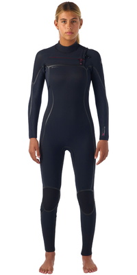 2026 ONeill Dames Hyperfreak Fire 4/3+mm Borst Ritssluiting Wetsuit 5664 - Black / Black