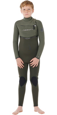 2026 Rip Curl Junior Flashbomb Pro 4/3mm Borst Ritssluiting Wetsuit 14JBFS - Deep Cactus