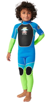 2026 Rip Curl Groms Omega 1.5mm Rug Ritssluiting Easy On / Off Wetsuit 002TSP - Blue