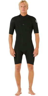 2026 Rip Curl Heren Dawn Patrol 2mm Rug Ritssluiting Shorty Wetsuit 11TMSP - Black