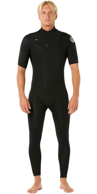 2026 Rip Curl Mens Dawn Patrol 2/2mm Short Sleeve Chest Zip Wetsuit 16VMFS - Black