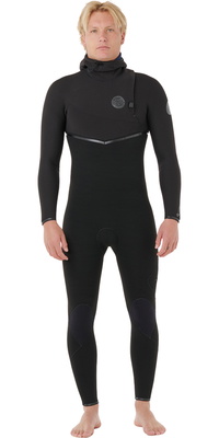 2026 Rip Curl Heren E-Bomb 5/4mm Ritssluiting-vrij Met Capuchon Wetsuit 17IMFS - Black