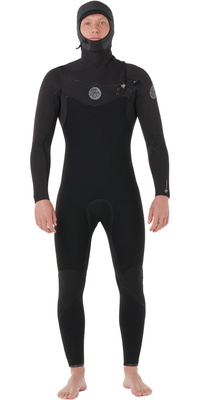 2026 Rip Curl Heren Flashbomb 5/4mm Met Capuchon Borst Ritssluiting Wetsuit 179MFS - Black