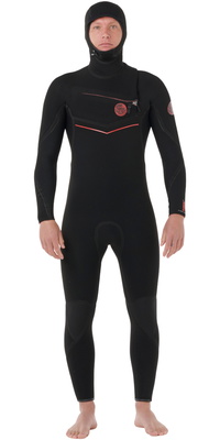2026 Rip Curl Heren Flashbomb Fusion 5/4mm Met Capuchon Borst Ritssluiting Wetsuit 173MFS - Black