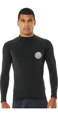 2025 Rip Curl Heren Pictogrammen UPF Geborsteld Lange Mouw Lycra Vest 153MRV - Black