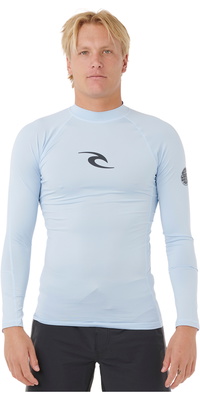 2025 Rip Curl Heren Waves Perf Long Sleeve Lycra Vest 16FMRV - Blue Wind