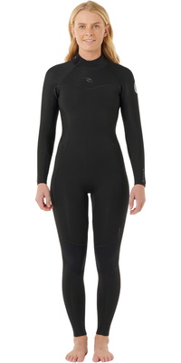 2026 Rip Curl Dames Dawn Patrol 4/3mm Rug Ritssluiting Wetsuit 163WFS - Black