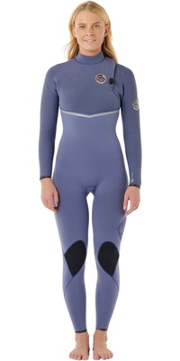 2026 Rip Curl Dames E-Bomb 4/3mm Ritssluiting-vrij Wetsuit 16LWFS - Grey Blue