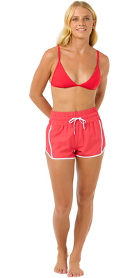 2025 Rip Curl Dames Hoge Taille Retro Volley 3 Boardshort 01QWBO - Hibiscus Red