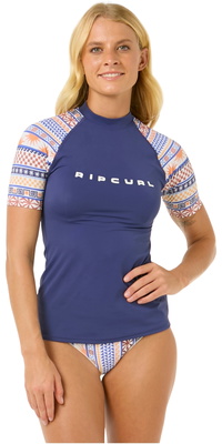 2025 Rip Curl Womens San Carlos Short Sleeve Rash Vest 17UWRV - Dark Blue