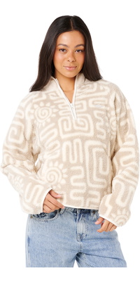 2025 Rip Curl Womens Sunset Luau 1/4 Zip Polar Fleece 0AGWFL - Bone