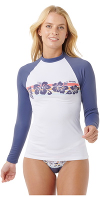 2025 Rip Curl Dames Waikiki Waves UPF Long Sleeve Lycra Vest 18ZWRV - Navy