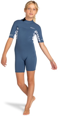 2026 Roxy Junior Swell Series 2mm Rug Ritssluiting Shorty Wetsuit ERGW503017 - Wild Wind Drifter Floral