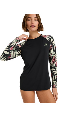 2025 Roxy Dames Basic Mix Lange Mouw Lycra Vest ERJWR03872 - Anthracite Wind Swept Floral