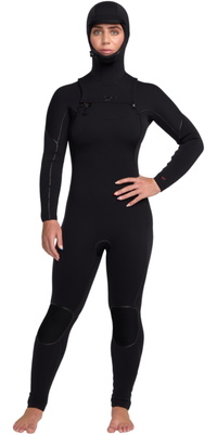 2025 Roxy Dames Elite Xtra Warm 5/4mm Borst Ritssluiting Met Capuchon Wetsuit 26BW203501 - Black