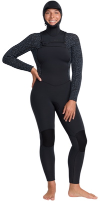 2025 Roxy Dames Swell Natural 5/4mm Borst Ritssluiting Met Capuchon Wetsuit 26BW203503 - Animal Print