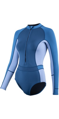 2026 ZONE3 Dames Yulex Lange Mouwen Swimsuit NA25WYLSS126 - Multi Blue / White