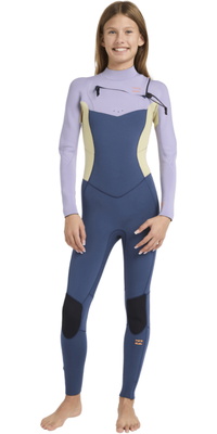 2026 Billabong Junior Synergy Natural 4/3mm Borst Ritssluiting Wetsuit 24RW193504 - Stormy Blue