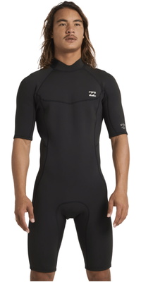 2026 Billabong Heren Absolute 2mm Rug Ritssluiting Shorty Wetsuit 24AW251601 - Black