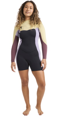 2026 Billabong Dames Synergy Natural 2mm Lange Mouwen Borst Ritssluiting Lentepak Wetsuit 24BW193513 - Grey Violet
