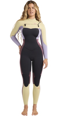 2026 Billabong Dames Synergy Natural 3/2mm Borst Ritssluiting Wetsuit 24BW193514 - Grey Violet