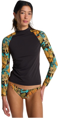 2026 Billabong Dames Lycra-vest Met Lange Mouwen EBJWR03043 - Black Pebble