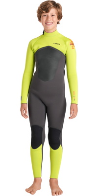 2026 C-Skins Junior Nuwave Legend 4/3mm Rug Ritssluiting Wetsuit C-NLE43JBZ - Meteor / Lime / Orange