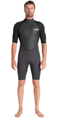 2026 C-Skins Heren Element 3/2mm Rug Ritssluiting Shorty Wetsuit C-EL32SHM - Anthracite / Black / Neon Flare