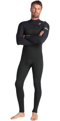 2026 C-Skins Heren Nuwave Session 4/3mm Borst Ritssluiting Wetsuit C-NSE43MCZ - Black / Black X / Silver