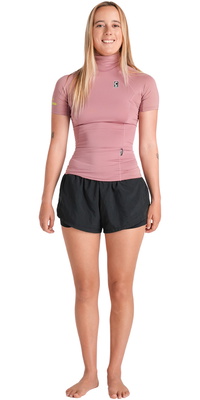 2026 C-Skins Dames Nuwave Rash X Vest Met Korte Mouwen C-NLYSSWT - Roze / Lime