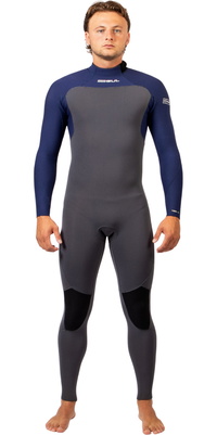 2026 GUL Heren Yulex Flexor 3/2mm Rug Ritssluiting Wetsuit FX1216 - Grey / Blue