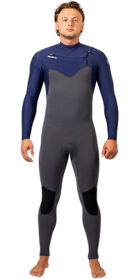 2026 GUL Heren Yulex Flexor 3/2mm Borst Ritssluiting Wetsuit FX1219-GRBL - Grey / Blue