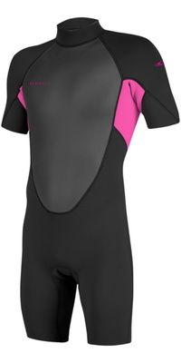 2026 ONeill Junior Reactor-2 2mm Rug Ritssluiting Shorty Wetsuit 5045B - Black / Berry