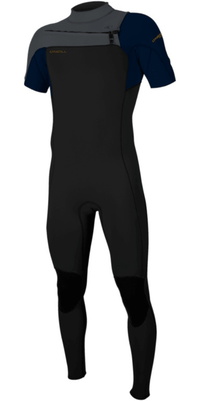 2026 ONeill Heren Hammer 2mm Borst Ritssluiting Korte Mouwen Wetsuit 5056 - Black / Abyss / Graphite