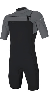 2026 ONeill Heren Hammer 2mm Borst Ritssluiting Shorty Wetsuit 4927 - Tempered Steel / Smoke / Smoke