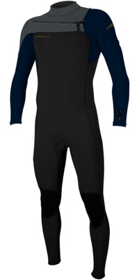 2026 ONeill Heren Hammer 3/2mm Borst Ritssluiting Wetsuit 4926 - Black / Abyss / Graphite