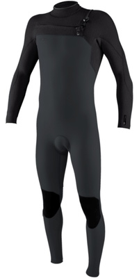 2026 ONeill Heren Hyperfreak 4/3mm+ Borst Ritssluiting Wetsuit 5344 - Tempered Steel / Graphite