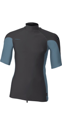 2026 ONeill Heren Hyperfreak Skins Lycra-vest Met Korte Mouwen En Col 5706 - Tempered Steel / Blue Fusion