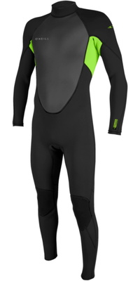 2026 ONeill Mens Reactor-2 3/2mm Back Zip Wetsuit 5040B - Black / Day Glow