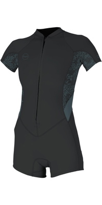 2026 ONeill Dames Bahia 2/1mm Voorkant Ritssluiting Lentepak Wetsuit 5293 - Tempered Steel / Shaded Island Sky / Shade