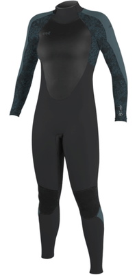 2026 ONeill Dames Epic 4/3mm Rug Ritssluiting Wetsuit 4214B - Tempered Steel / Shaded Island Sky / Shade