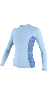 2026 ONeill Dames Hyperfreak Skins Lycra-vest Met Lange Mouwen 5695 - Chambrayblauw / Surf Abstract