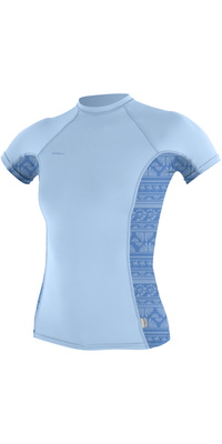 2026 ONeill Dames Hyperfreak Skins Lycra-vest Met Korte Mouwen 5694 - Chambrayblauw / Surf Abstract